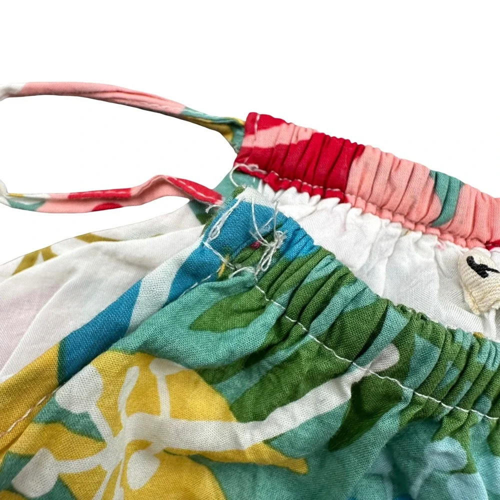 Kidpik Tiered Dress Size Small 7/8 Multi Cotton Lively Tropical Floral Casual